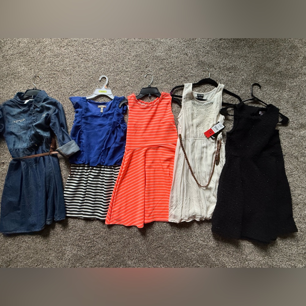 Justice Kids Dresses - Blue, Orange, Black, Cream
